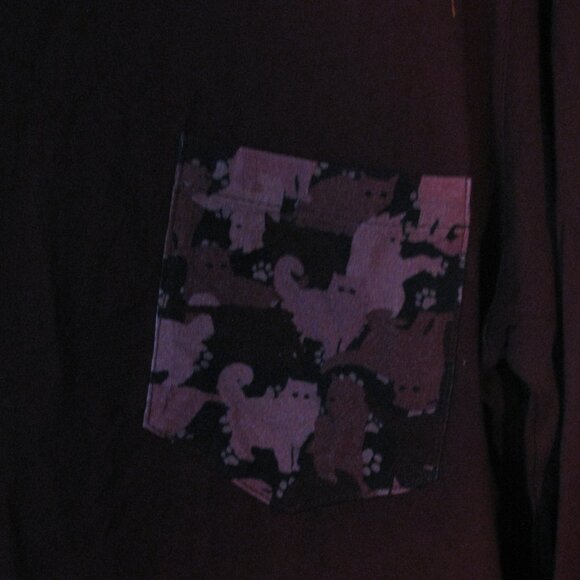 Cat Sleepwear Set NWT $80 Medium Cats Kittens Top & Pajama Pants Burgandy Wine - Picture 5 of 9